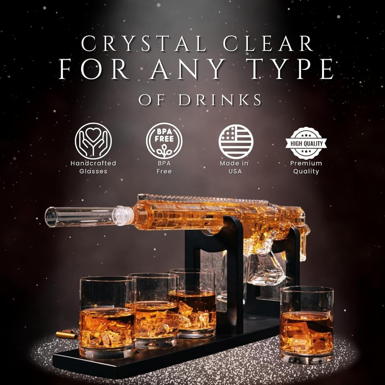 Amazon.co.jp: The Wine Savant AR15 ウイスキーデカンタセット 1000ml